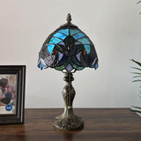 Tiffany Style Mini Table Lamp Green Stained Glass 8"D*8'W*15"H