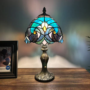 Tiffany Style Mini Table Lamp Green Stained Glass 8"D*8'W*15"H