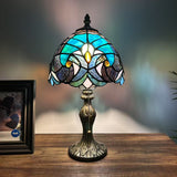 Tiffany Style Mini Table Lamp Green Stained Glass 8"D*8'W*15"H