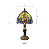Tiffany Style Mini Table Lamp Blue Stained Glass LED Bulb Included 8"W*8"D*15"H