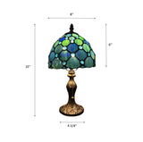Tiffany Style Mini Table Lamp Blue Green Stained Glass Crystal Beans 8"D*8'W*15"H