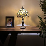 Tiffany Style Mini Table Lamp Gold Stained Glass Baroque Style Lavender 8"D*8'W*15"H