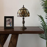 Tiffany Style Mini Table Lamp Gold Stained Glass Baroque Style Lavender 8"D*8'W*15"H