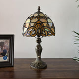 Tiffany Style Mini Table Lamp Gold Stained Glass Baroque Style Lavender 8"D*8'W*15"H