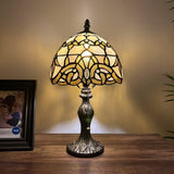 Tiffany Style Mini Table Lamp Gold Stained Glass Baroque Style Lavender 8"D*8'W*15"H