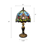Tiffany Style Mini Table Lamp Blue Stained Glass Purple Tulips 8"D*8"W*15"H