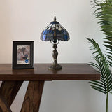 Tiffany Style Mini Table Lamp Blue Stained Glass Dragonfly 8"D*8"W*15"H
