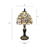 Tiffany Style Mini Table Lamp White Stained Glass Flowers 8"W*8"D*15"H