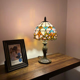 Tiffany Style Mini Table Lamp Pink Stained Glass Baroque Style 8"D*8'W*15"H