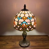 Tiffany Style Mini Table Lamp Pink Stained Glass Baroque Style 8"D*8'W*15"H