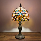 Tiffany Style Mini Table Lamp Pink Stained Glass Baroque Style 8"D*8'W*15"H