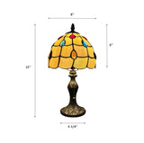 Tiffany Style Mini Table Lamp Gold Stained Glass Crystal Beans 8"D*8"W*15"H