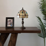 Tiffany Style Mini Table Lamp Gold Stained Glass Crystal Beans 8"D*8"W*15"H