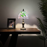 Tiffany Style Mini Table Lamp Purple Stained Glass 8"W*8"D*15"H
