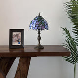 Tiffany Style Mini Table Lamp Purple Stained Glass 8"W*8"D*15"H