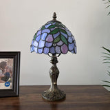 Tiffany Style Mini Table Lamp Purple Stained Glass 8"W*8"D*15"H
