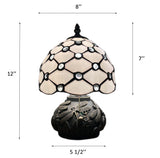 Tiffany Style Mini Table Lamp White Stained Glass Crystal Beans 8"W*8"D*12"H