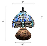 Tiffany Style Mini Table Lamp Blue Stained Glass Dragonfly 8"W*8"D*12"H