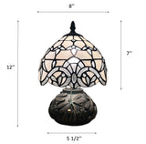 Tiffany Style Mini Table Lamp White Stained Glass Baroque Style 8"W*8"D*12"H