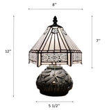 Tiffany Style Mini Table Lamp White Stained Glass Hexagon 8"W*8"D*12"H
