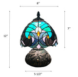 Tiffany Style Mini Table Lamp Green Brown Stained Glass 8"W*8"D*12"H