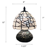 Tiffany Style Mini Table Lamp White Stained Glass Flowers 8"W*8"D*12"H