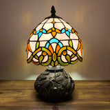 Tiffany Style Mini Table Lamp Pink Stained Glass Baroque Style 8"W*8"D*12"H