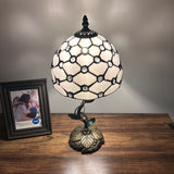Tiffany Style Table Lamp White Stained Glass Crystal Beans LED Bulb Included 8"W*8"D*16"H
