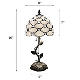 Tiffany Style Table Lamp White Stained Glass Crystal Beans LED Bulb Included 8"W*8"D*16"H