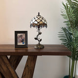 Tiffany Style Table Lamp Beige Stained Glass Crystal Beans LED Bulb Included 8"W*8"D*16"H