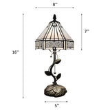 Tiffany Style Table Lamp White Stained Glass Hexagon LED Bulb Included 8"W*8"D*16"H