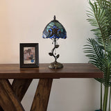 Tiffany Style Table Lamp Green Brown Stained Glass LED Bulb Included 8"W*8"D*16"H