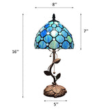 Tiffany Style Table Lamp Blue Stained Glass LED Bulb Included 8"W*8"D*16"H