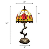 Tiffany Style Table Lamp Stained Glass Red Tulips LED Bulb Included 8"W*8"D*16"H