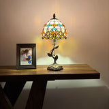 Tiffany Style Table Lamp Pink Stained Glass Baroque Style LED Bulb Included 8"W*8"D*16"H