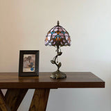 Tiffany Style Table Lamp Pink Stained Glass Baroque Style LED Bulb Included 8"W*8"D*16"H
