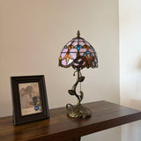 Tiffany Style Table Lamp Pink Stained Glass Baroque Style LED Bulb Included 8"W*8"D*16"H