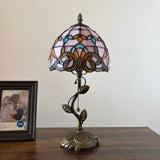 Tiffany Style Table Lamp Pink Stained Glass Baroque Style LED Bulb Included 8"W*8"D*16"H
