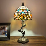 Tiffany Style Table Lamp Pink Stained Glass Baroque Style LED Bulb Included 8"W*8"D*16"H