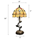 Tiffany Style Table Lamp Gold Stained Glass Crystal Beans LED Bulb Included 8"W*8"D*16"H