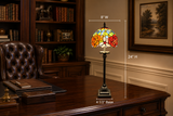 Tiffany Style Table Lamp Red Orange Stained Glass Rose Flowers 8"W*8"D*24"H