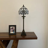 Tiffany Style Table Lamp White Stained Glass Baroque Style LED Bulb 8"W*8"D*24"H