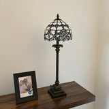 Tiffany Style Table Lamp White Stained Glass Baroque Style LED Bulb 8"W*8"D*24"H