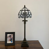 Tiffany Style Table Lamp White Stained Glass Baroque Style LED Bulb 8"W*8"D*24"H