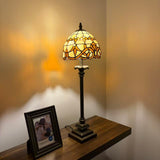 Tiffany Style Table Lamp Gold Stained Glass Baroque Style LED Bulb 8"W*8"D*24"H