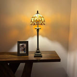 Tiffany Style Table Lamp Gold Stained Glass Baroque Style LED Bulb 8"W*8"D*24"H