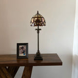 Tiffany Style Table Lamp Gold Stained Glass Baroque Style LED Bulb 8"W*8"D*24"H