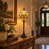 Tiffany Style Table Lamp Gold Stained Glass Baroque Style LED Bulb 8"W*8"D*24"H