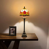 Tiffany Style Table Lamp Stained Glass Red Tulips 8"W*8"D*24"H