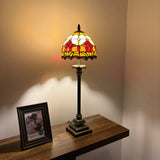 Tiffany Style Table Lamp Stained Glass Red Tulips 8"W*8"D*24"H